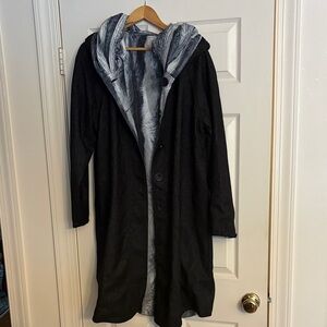 Women's Black Hooded Coat